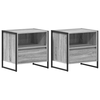 vidaXL Bedside Table 2 pcs Grey Sonoma 50 x 39.5 x 50 cm