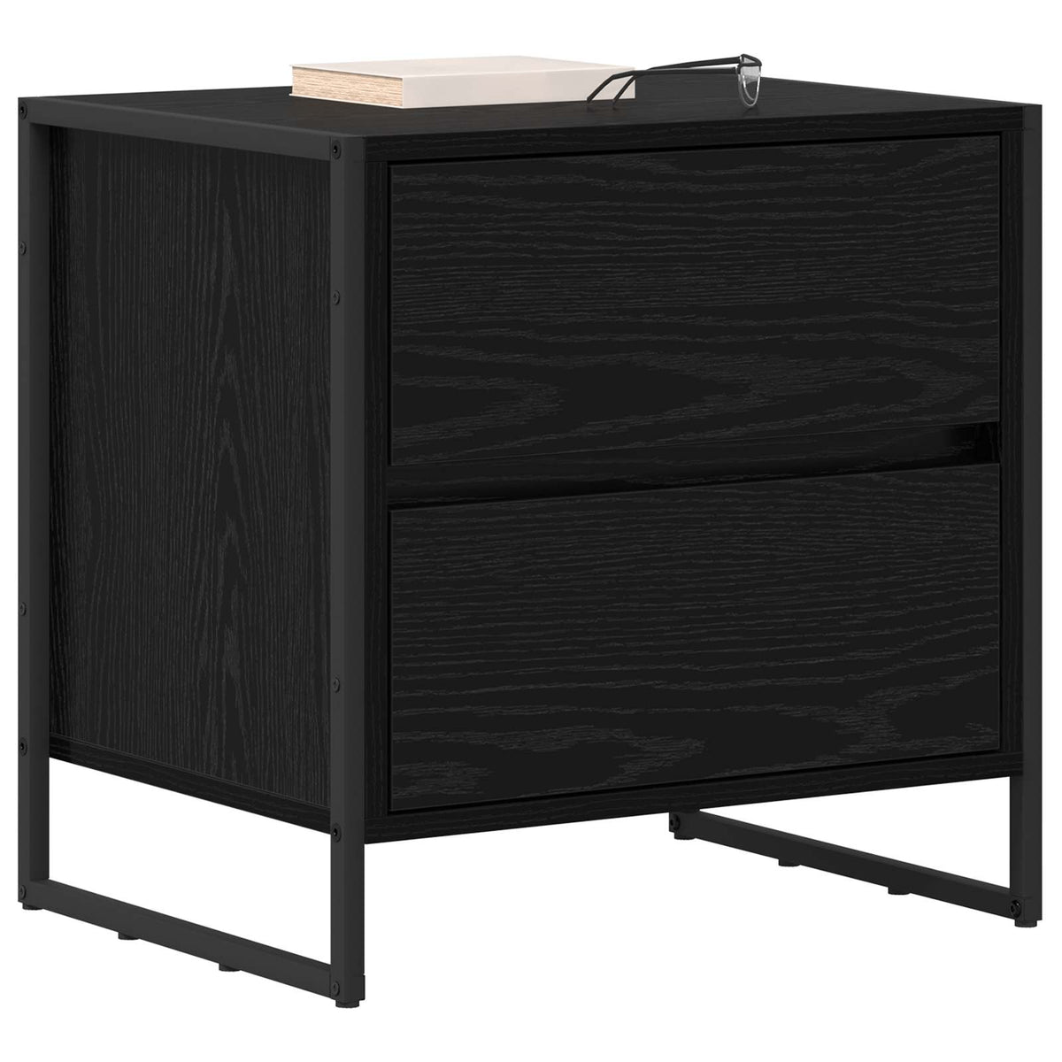 vidaXL Bedside Table Black Oak 50 x 39.5 x 50 cm Engineered Wood