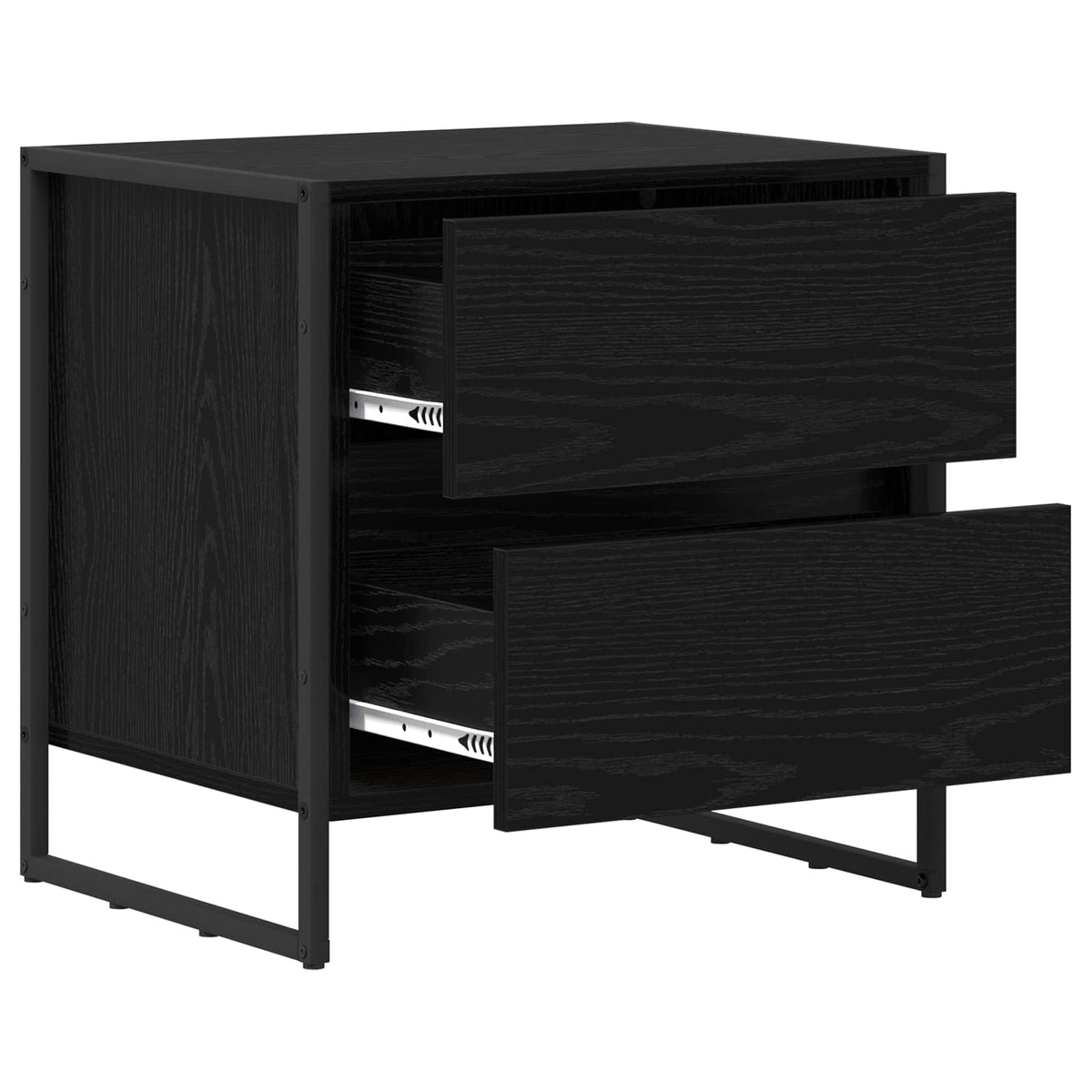 vidaXL Bedside Table 2 pcs Black Oak 50 x 39.5 x 50 cm Engineered Wood