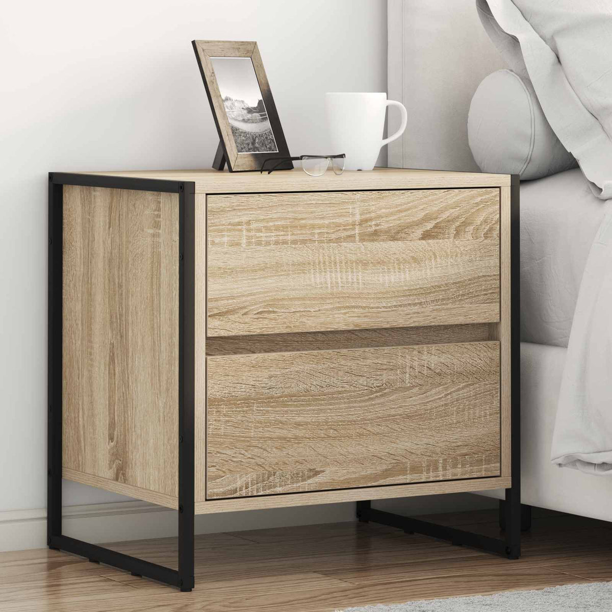 vidaXL Bedside Table Sonoma Oak 50 x 39.5 x 50 cm Engineered Wood