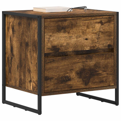 vidaXL Bedside Table Smoked Oak 50 x 39.5 x 50 cm Engineered Wood