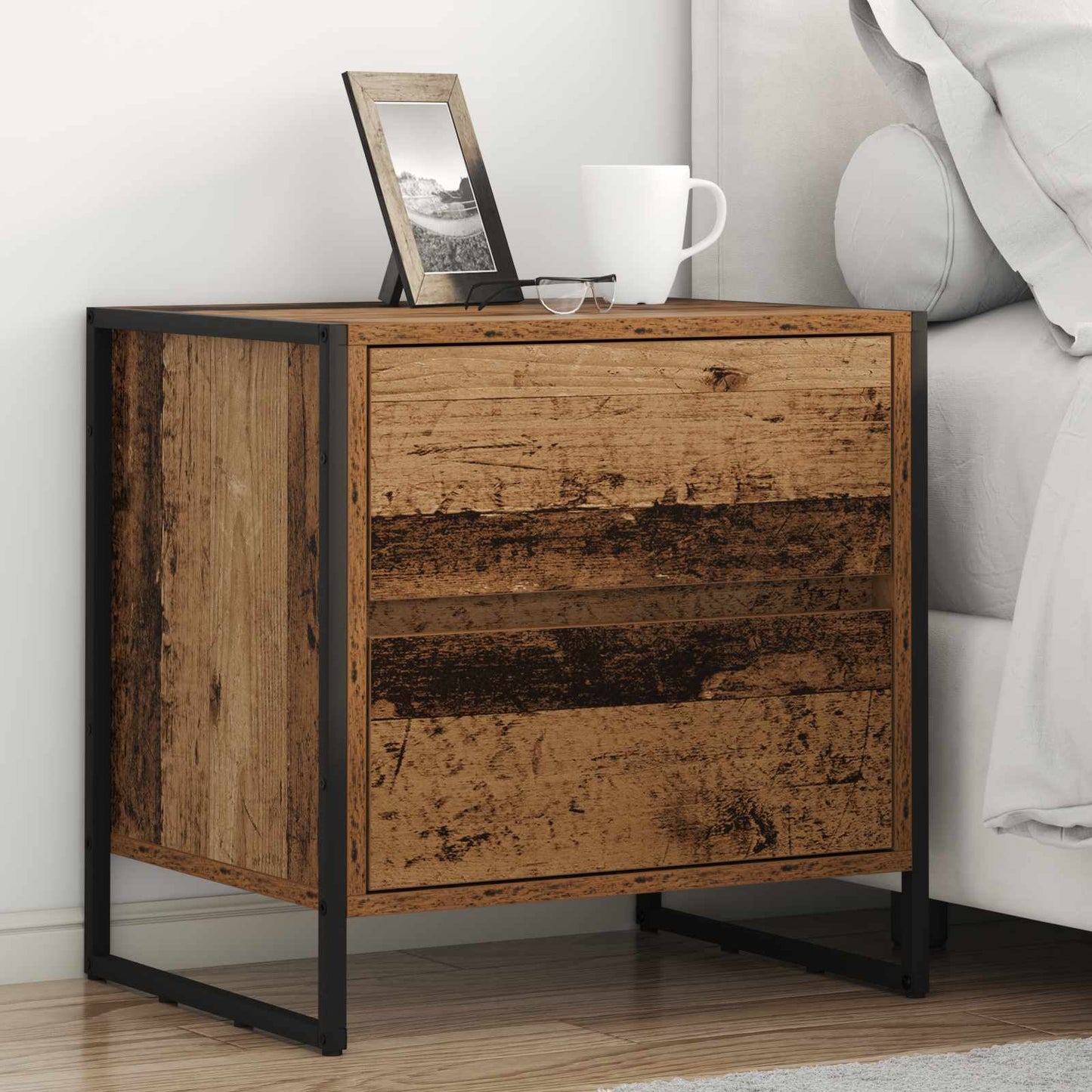 vidaXL Bedside Table 2 pcs Old Wood 50 x 39.5 x 50 cm Engineered Wood