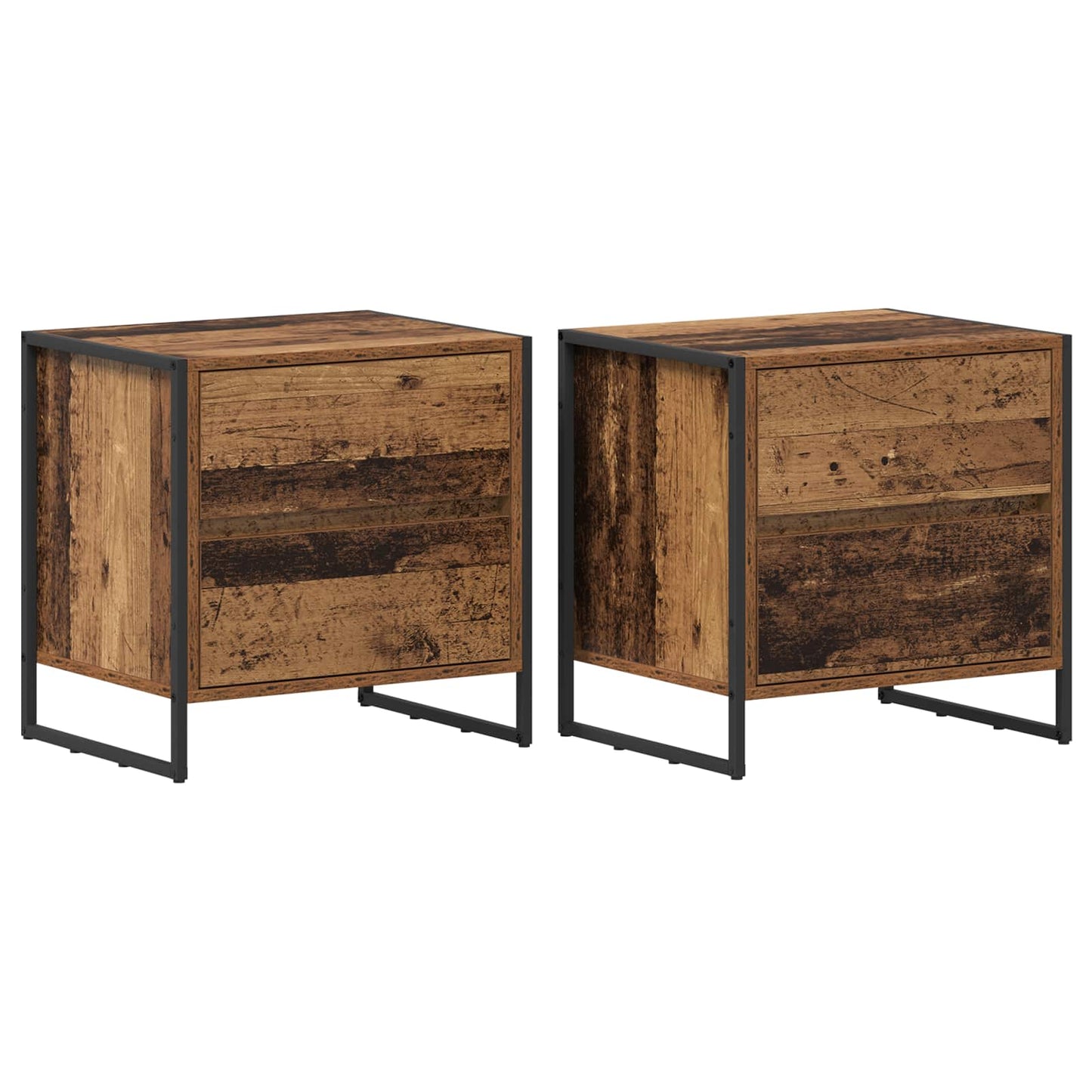 vidaXL Bedside Table 2 pcs Old Wood 50 x 39.5 x 50 cm Engineered Wood