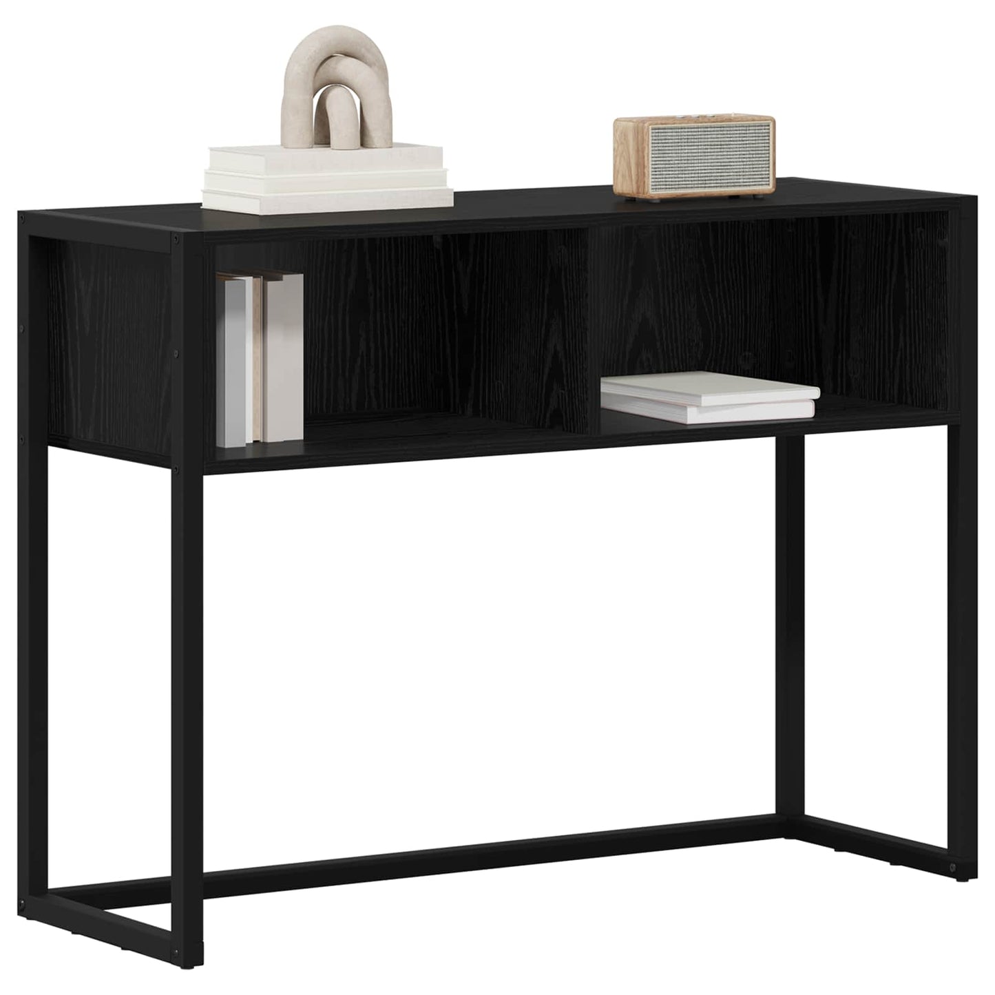 vidaXL End Table Black Oak 100 x 36 x 75 cm Engineered Wood