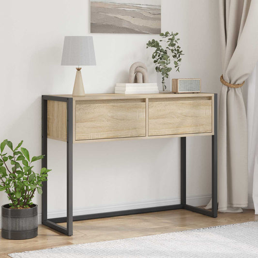 vidaXL End Table with Drawer Sonoma 100 x 36 x 75 cm Engineered Wood