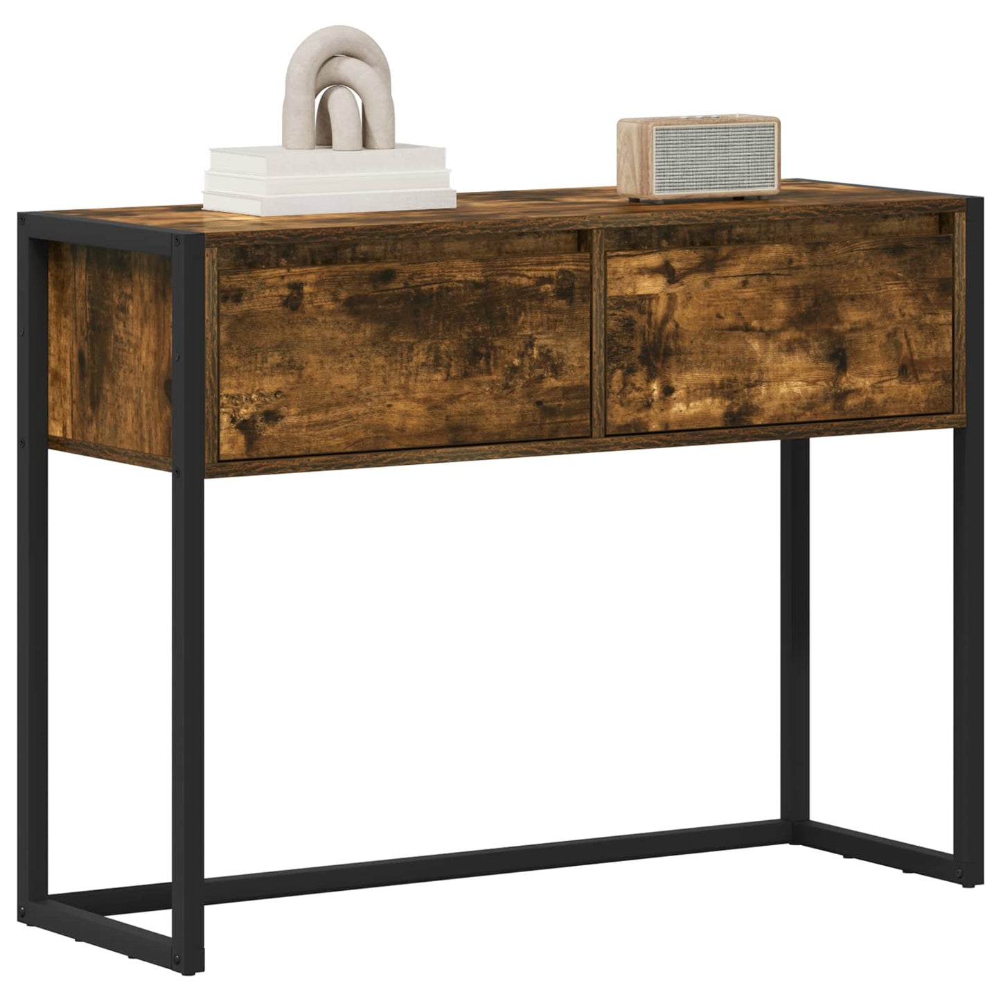 vidaXL End Table Smoke Oak 100 x 36 x 75 cm Engineered Wood