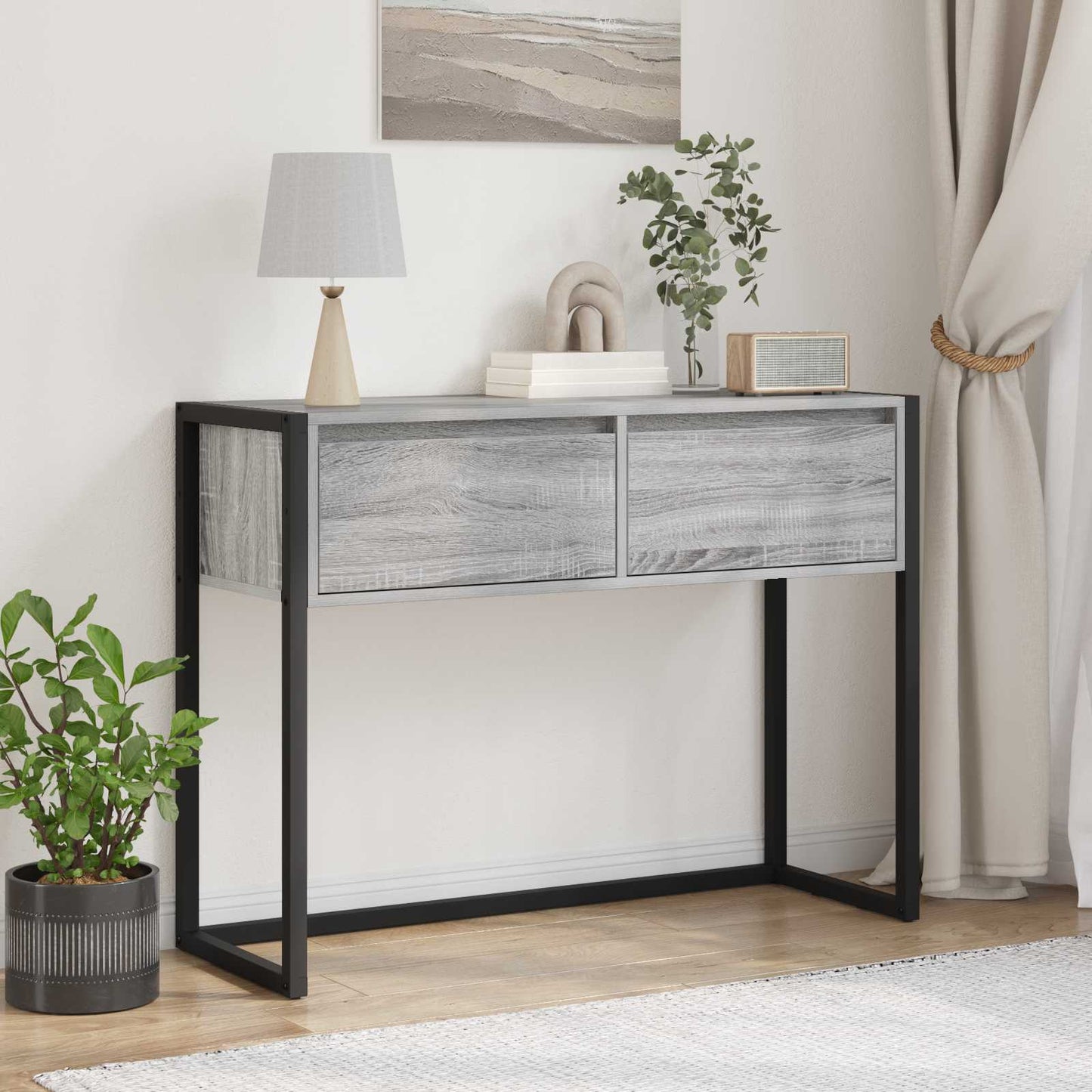 vidaXL End Table Grey Sonoma 100 x 36 x 75 cm Engineered Wood