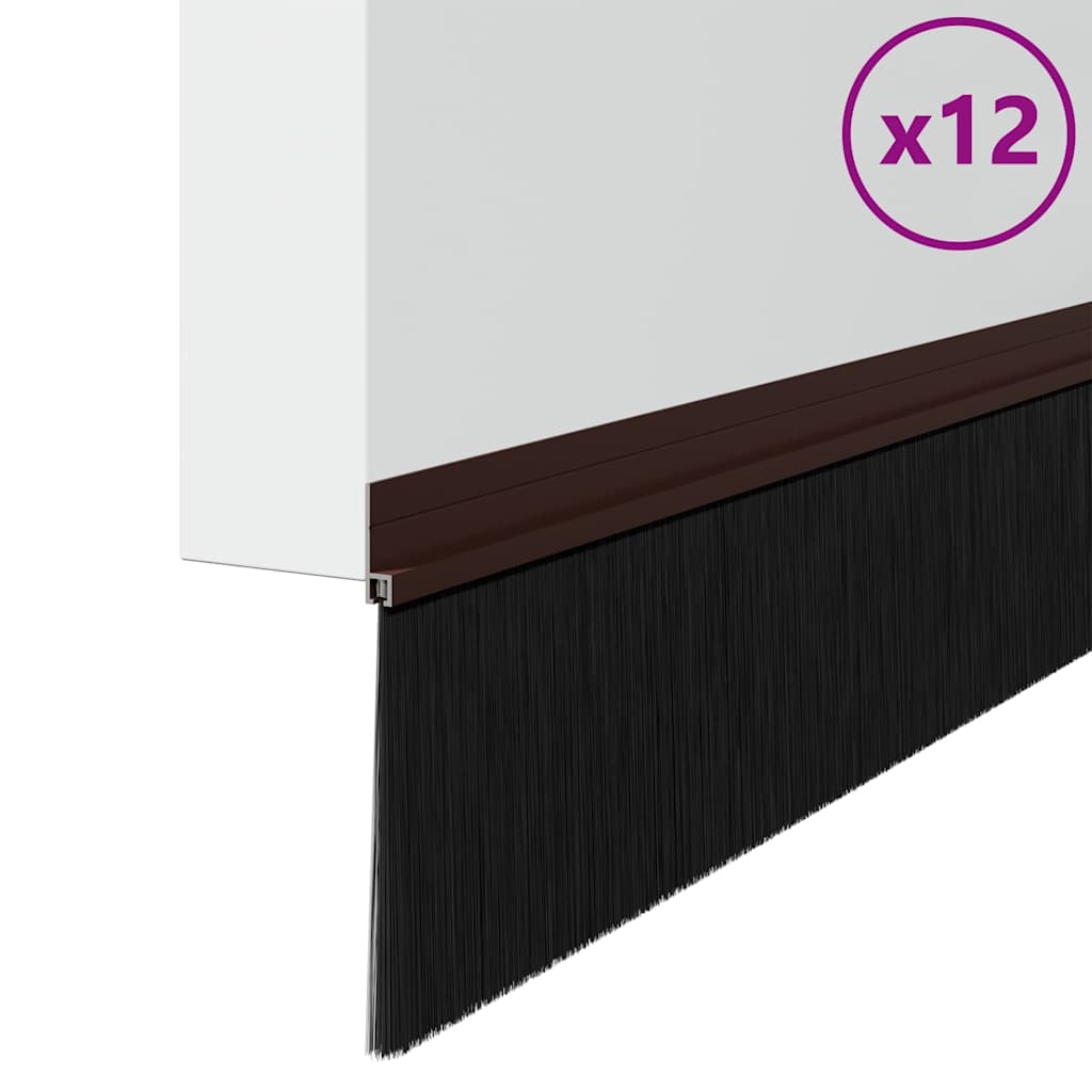 vidaXL Self-adhesive Door Brush Seals 12 pcs Brown 100 cm