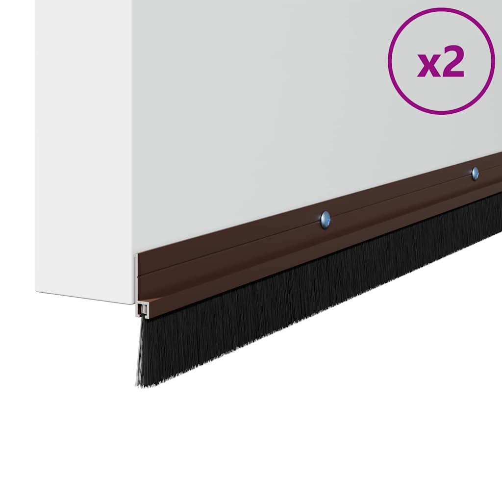 vidaXL Screw-on Door Brush Seals 2 pcs Brown 100 cm Aluminium Alloy