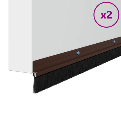 vidaXL Screw-on Door Brush Seals 2 pcs Brown 100 cm Aluminium Alloy