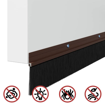 vidaXL Screw-on Door Brush Seals 2 pcs Brown 100 cm Aluminium Alloy