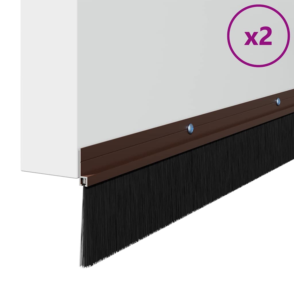 vidaXL Screw-on Door Brush Seals 2 pcs Brown 100 cm Aluminium Alloy