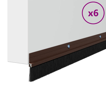 vidaXL Screw-on Door Brush Seals 6 pcs Brown 100 cm Aluminium Alloy