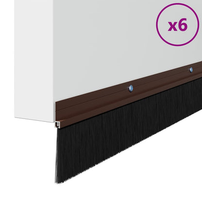 vidaXL Screw-on Door Brush Seals 6 pcs Brown 100 cm Aluminium Alloy