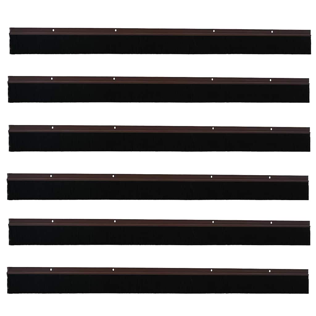 vidaXL Screw-on Door Brush Seals 6 pcs Brown 100 cm Aluminium Alloy