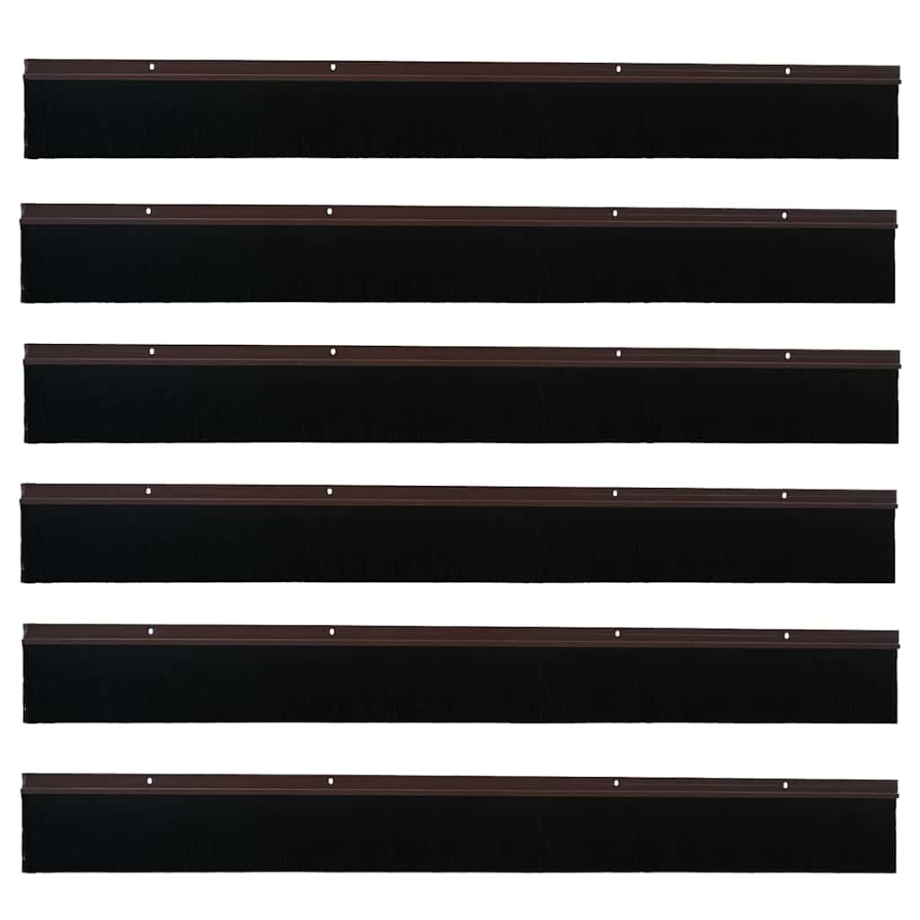 vidaXL Screw-on Door Brush Seals 6 pcs Brown 100 cm Aluminium Alloy