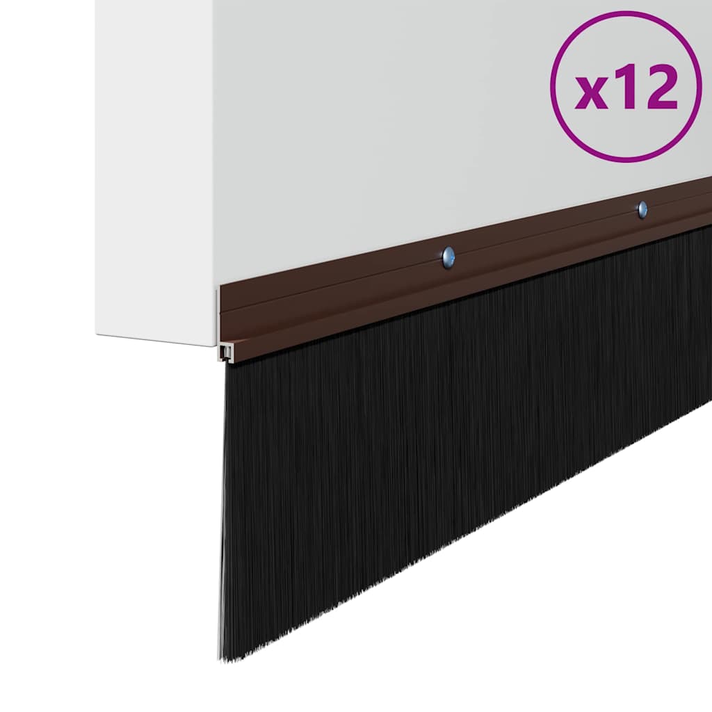 vidaXL Screw-on Door Brush Seals 12 pcs Brown 100 cm Aluminium Alloy