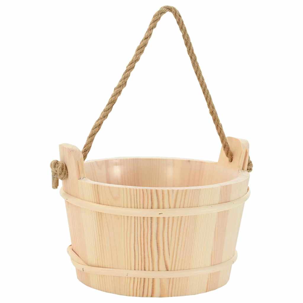 vidaXL Sauna Bucket 2 pcs Brown Solid Pine Wood and Hemp