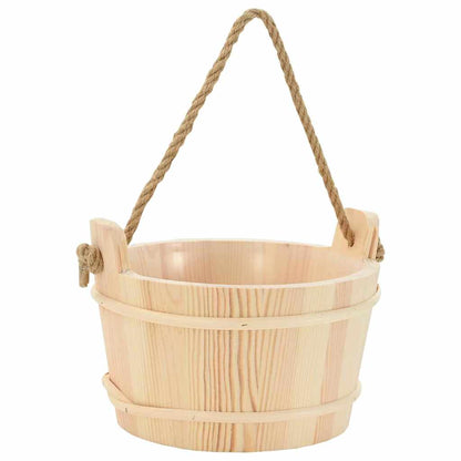 vidaXL Sauna Bucket 2 pcs Brown Solid Pine Wood and Hemp