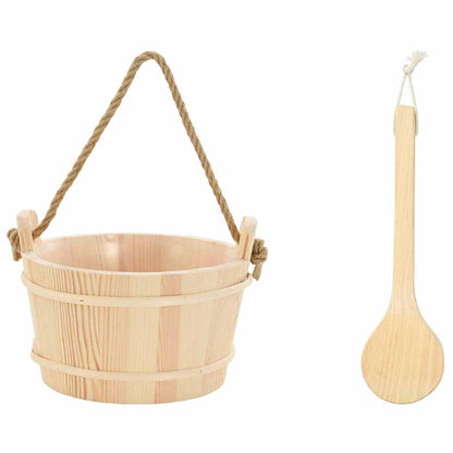 vidaXL Sauna Bucket 2 pcs Brown Solid Pine Wood and Hemp