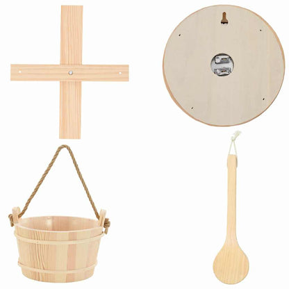 vidaXL Sauna Accessory Set 4 pcs Brown Solid Pine Wood and Hemp