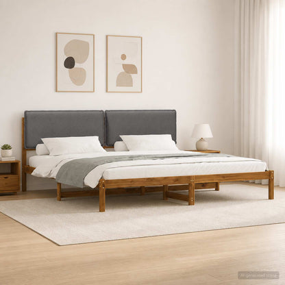 vidaXL Bed Frame with Upholstered Headboard Natural and Light Grey