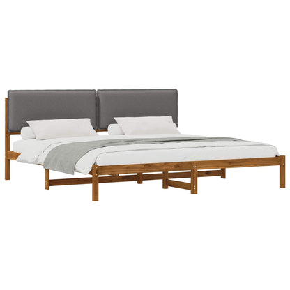 vidaXL Bed Frame with Upholstered Headboard Natural and Light Grey