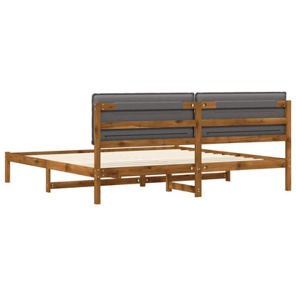 vidaXL Bed Frame with Upholstered Headboard Natural and Light Grey