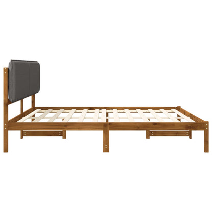 vidaXL Bed Frame with Upholstered Headboard Natural and Light Grey