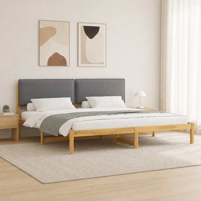 vidaXL Bed Frame with Upholstered Headboard Whitewash and Light Grey