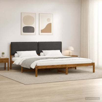 vidaXL Bed Frame with Upholstered Headboard Natural and Dark Grey