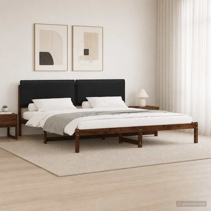vidaXL Bed Frame with Upholstered Headboard Dark Brown and Black