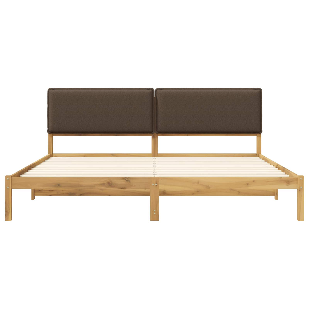 vidaXL Bed Frame with Upholstered Headboard Whitewash and Taupe