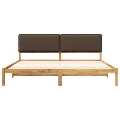 vidaXL Bed Frame with Upholstered Headboard Whitewash and Taupe