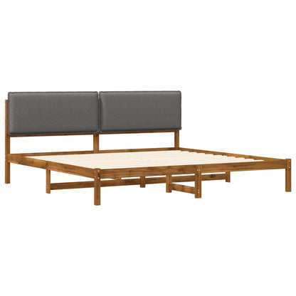 vidaXL Bed Frame with Upholstered Headboard Natural and Light Grey