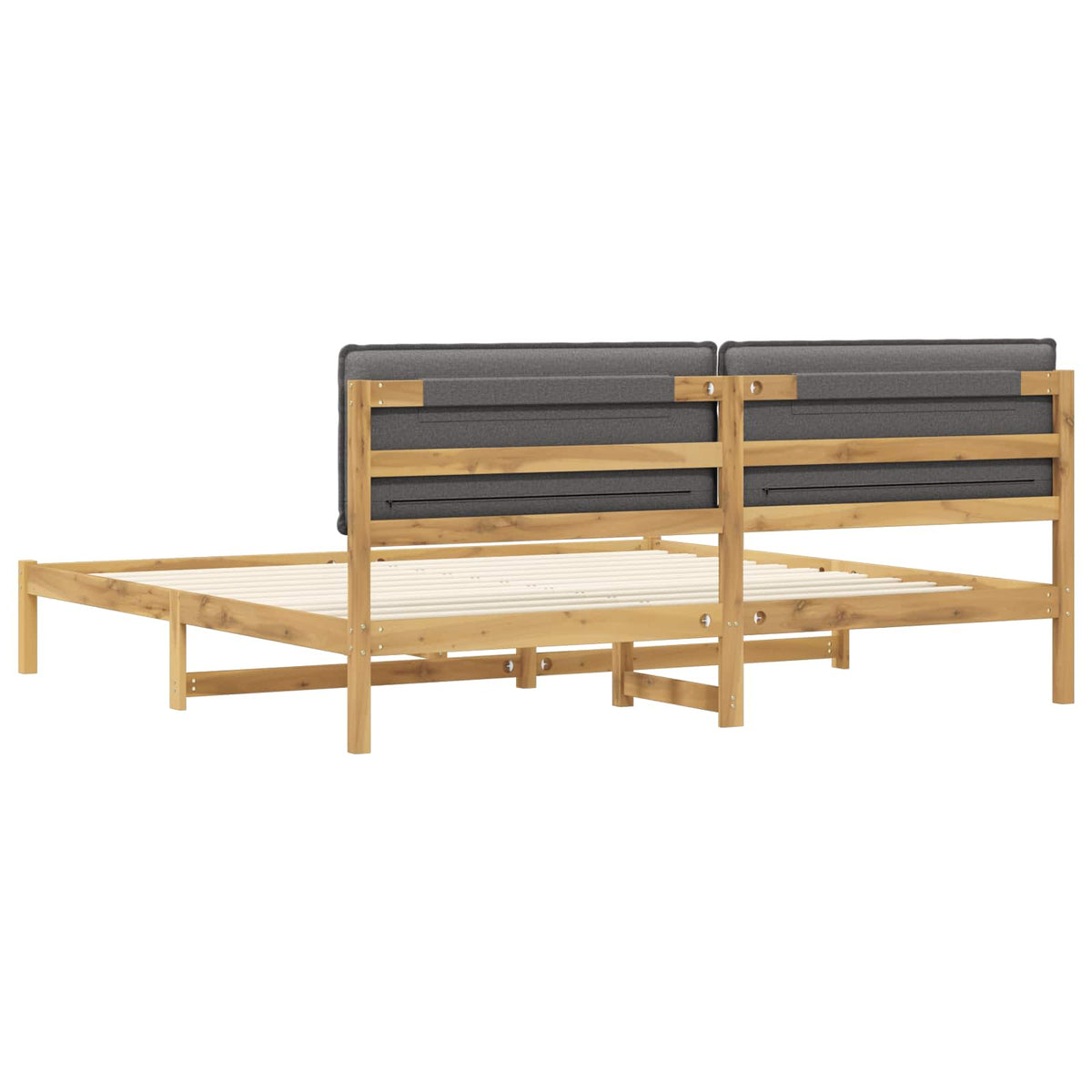 vidaXL Bed Frame with Upholstered Headboard Whitewash and Light Grey