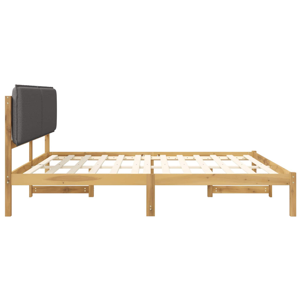 vidaXL Bed Frame with Upholstered Headboard Whitewash and Light Grey