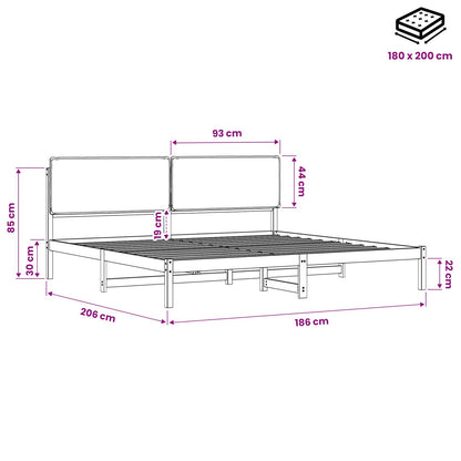 vidaXL Bed Frame with Upholstered Headboard Whitewash and Light Grey