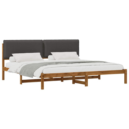 vidaXL Bed Frame with Upholstered Headboard Natural and Dark Grey