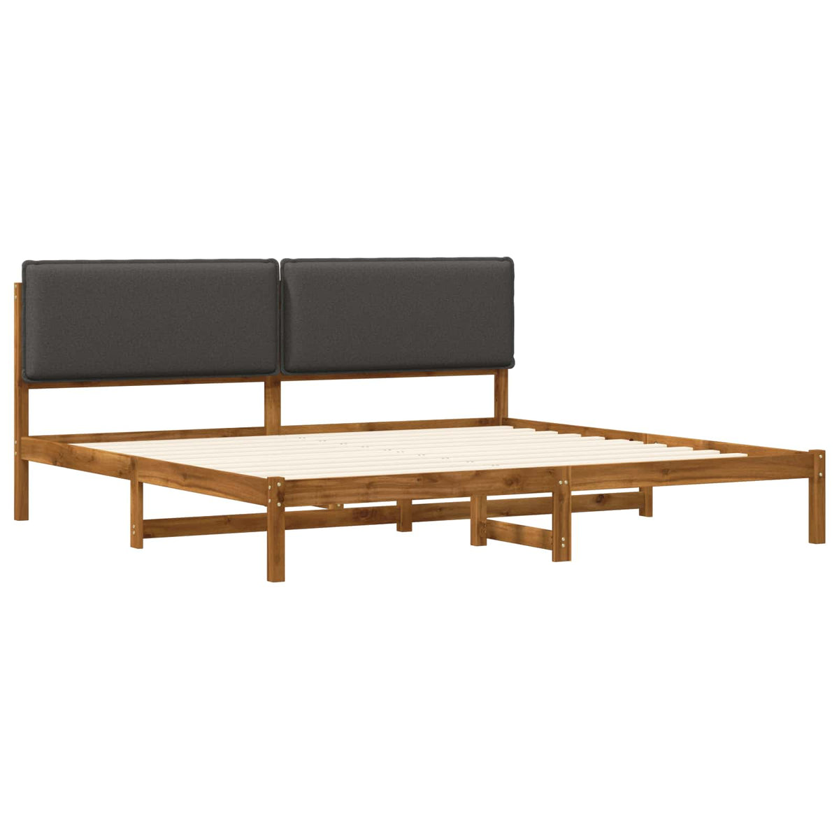 vidaXL Bed Frame with Upholstered Headboard Natural and Dark Grey