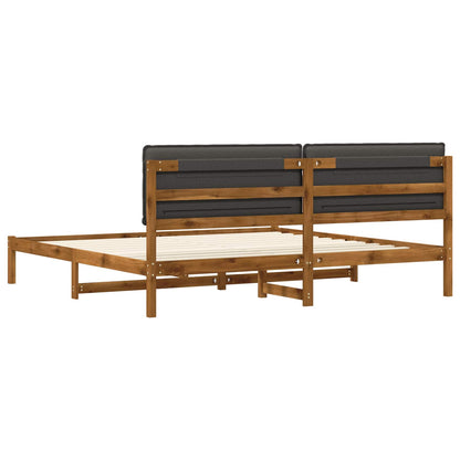 vidaXL Bed Frame with Upholstered Headboard Natural and Dark Grey
