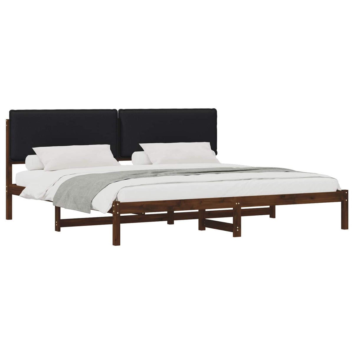 vidaXL Bed Frame with Upholstered Headboard Dark Brown and Black