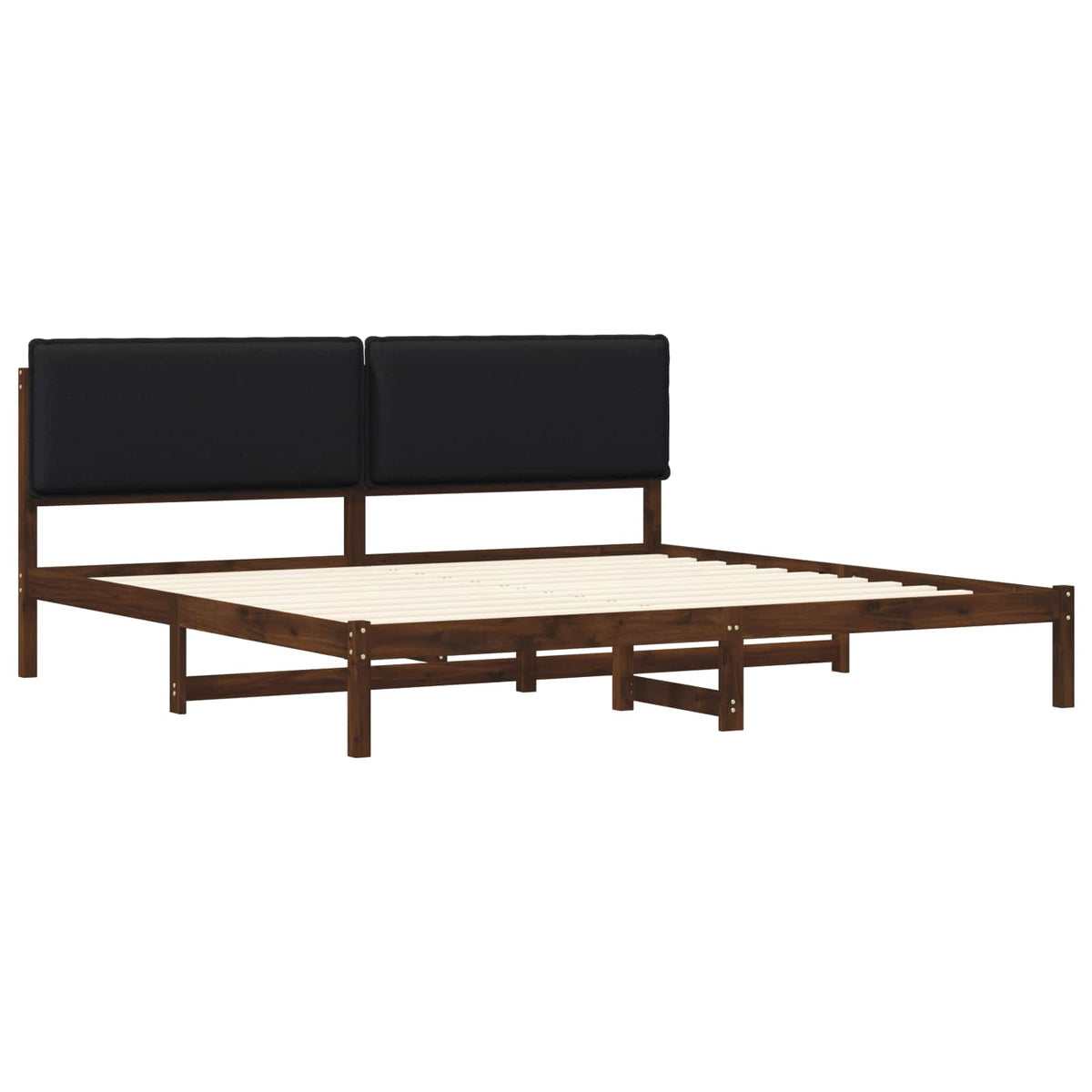 vidaXL Bed Frame with Upholstered Headboard Dark Brown and Black