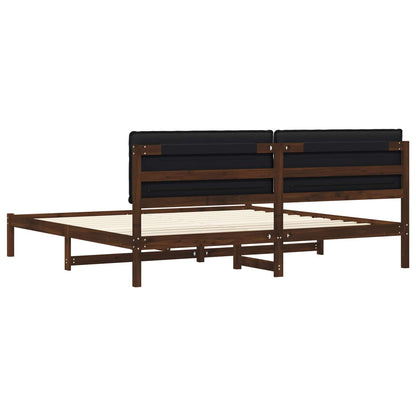 vidaXL Bed Frame with Upholstered Headboard Dark Brown and Black