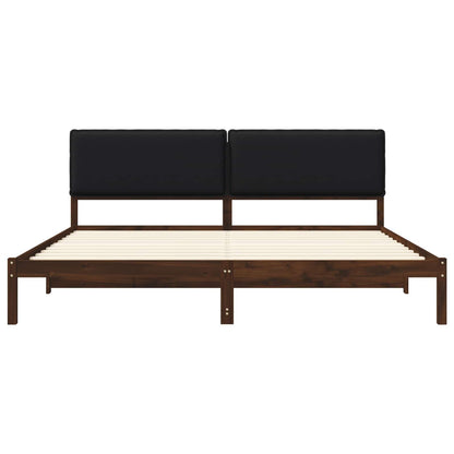 vidaXL Bed Frame with Upholstered Headboard Dark Brown and Black