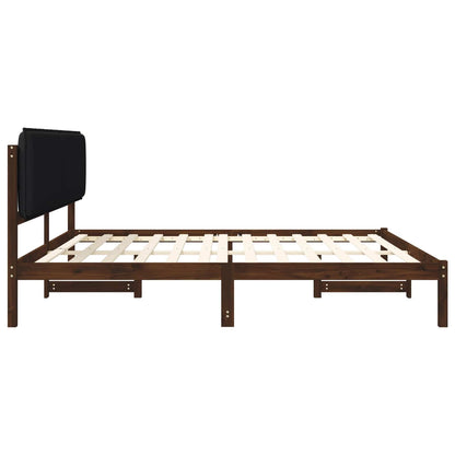 vidaXL Bed Frame with Upholstered Headboard Dark Brown and Black