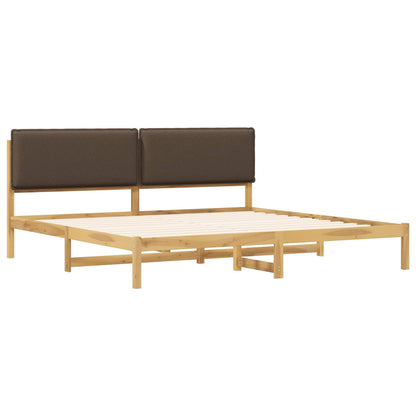 vidaXL Bed Frame with Upholstered Headboard Whitewash and Taupe