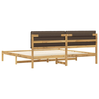 vidaXL Bed Frame with Upholstered Headboard Whitewash and Taupe