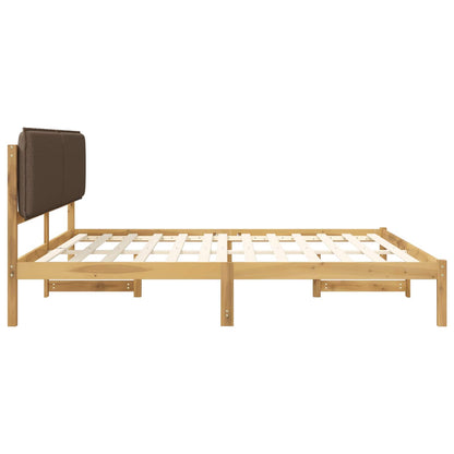 vidaXL Bed Frame with Upholstered Headboard Whitewash and Taupe