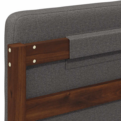 vidaXL Bed Frame with Upholstered Headboard Dark Brown and Light Grey